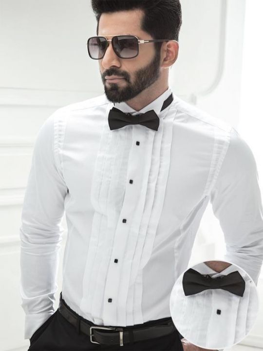 white tuxedo shirt for men
