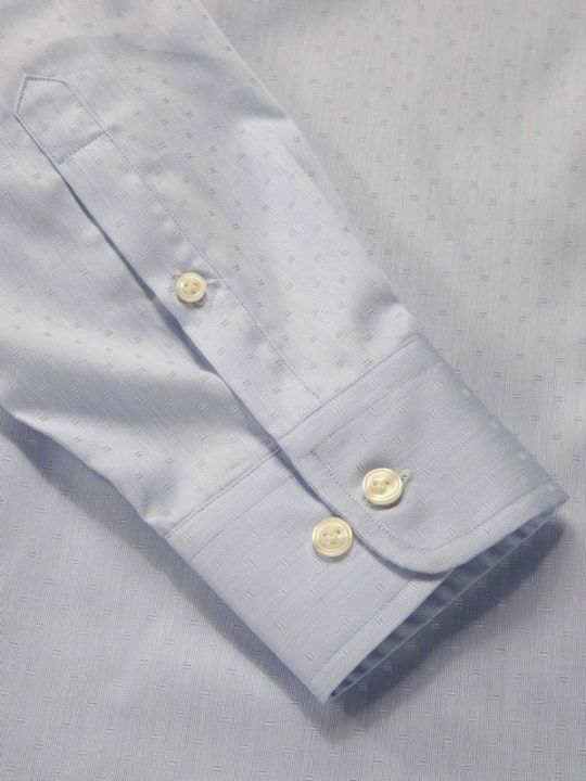 Buy Tailored Fit Sky Cotton Solid Formal Shirt | Zodiac