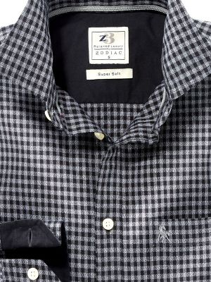 Breckenridge Checks Black Casual Cotton Shirt