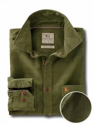 Rodeo Corduroy Olive Casual Cotton Shirt