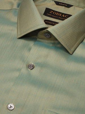 Herring Solid Green Tailored Fit Evening Cotton Shirt
