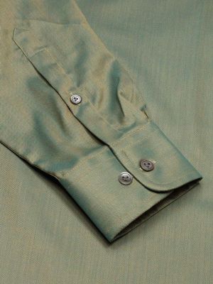 Herring Solid Green Tailored Fit Evening Cotton Shirt
