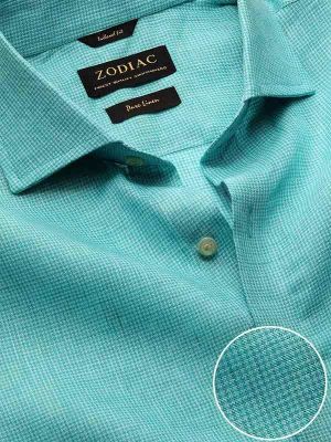 Positano Checks Aqua Tailored Fit Casual Linen Shirt