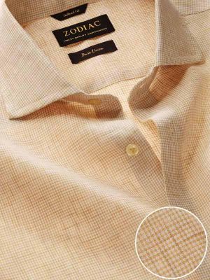 Positano Checks Beige Tailored Fit Casual Linen Shirt