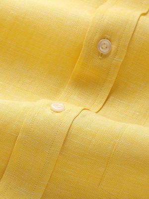 Positano Solid Yellow Classic Fit Casual Linen Shirt