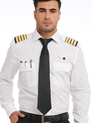 Pilot Solid White Tailored Fit Formal Cotton Blend Shirt
