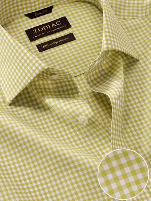 Vivace Checks Lime Tailored Fit Formal Cotton Shirt