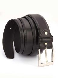 ZB 196 Solid Black Classic Leather Belt