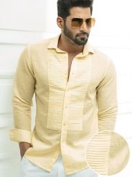 Armin Solid Yellow Slim Fit Cotton Stretch Shirt