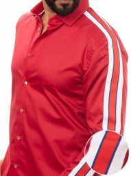 Flavio Solid Red Slim Fit Cotton Stretch Shirt