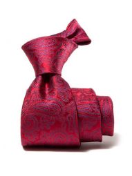 Torino All Over Medium Red Silk Tie