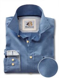 Sancho Solid Blue Casual Cotton Shirt