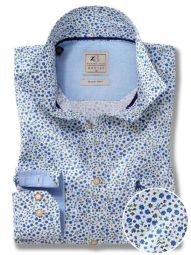 Leeds Printed Blue Casual Cotton Shirt