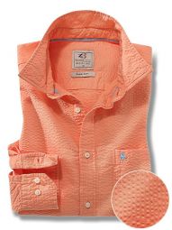Chelsea Solid Seersucker Orange Casual Cotton Shirt
