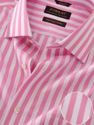 Barboni Striped Pink Tailored Fit Formal Cotton Shirt