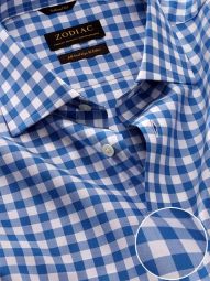 Barboni Checks Blue Tailored Fit Formal Cotton Shirt