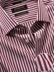 Barboni Striped Maroon Tailored Fit Formal Cotton Shirt