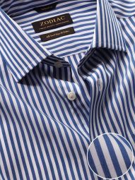 Barboni Striped Navy Tailored Fit Formal Cotton Shirt