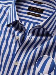 Barboni Striped Blue Tailored Fit Formal Cotton Shirt