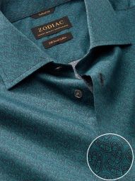 Bassano Printed Green Tailored Fit Evening Cotton Shirt