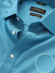 Marzeno Solid Turquoise Classic Fit Evening Cotton Shirt