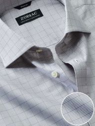 Cascia Checks Light Grey Classic Fit Formal Cotton Shirt