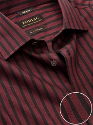 Chianti Striped Red Tailored Fit Evening Cotton Shirt