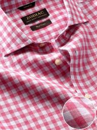 Positano Checks Rose Tailored Fit Casual Linen Shirt