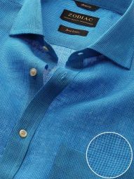 Positano Checks Turquoise Classic Fit Casual Linen Shirt