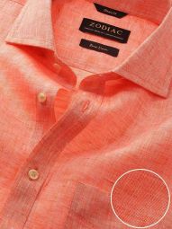 Positano Linen Classic Fit Orange Shirt