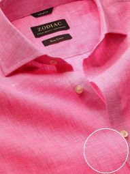 Fil A Fil Solid Pink Tailored Fit Casual Linen Shirt