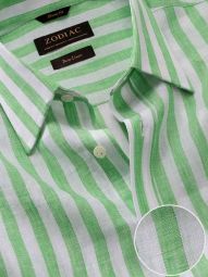 Positano Striped Green Classic Fit Casual Linen Shirt