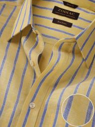 Positano Striped Yellow Classic Fit Casual Linen Shirt