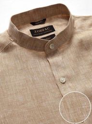 Positano Solid Sand Classic Fit Casual Linen Shirt