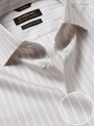 Marcello Striped Beige Tailored Fit Formal Cotton Shirt