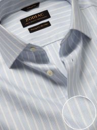 Marcello Striped Sky Tailored Fit Formal Cotton Shirt