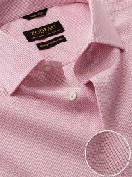 Novella Checks Pink Tailored Fit Casual Cotton Shirt