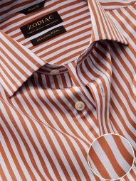 Vivace Striped Rust Classic Fit Formal Cotton Shirt
