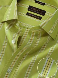 Vivace Striped Lime Classic Fit Formal Cotton Shirt