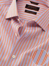 Vivace Striped Orange Tailored Fit Formal Cotton Shirt