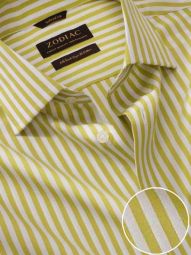 Vivace Striped Lime Tailored Fit Formal Cotton Shirt