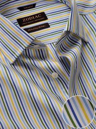 Vivace Striped Yellow Tailored Fit Formal Cotton Shirt