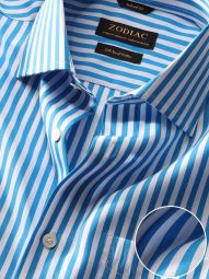 Vivace Striped Blue Tailored Fit Formal Cotton Shirt