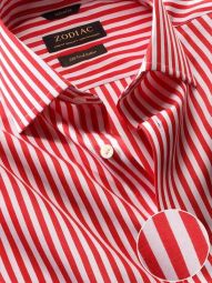 Vivace Striped Red Tailored Fit Formal Cotton Shirt
