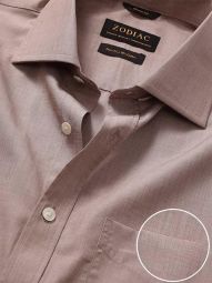 Fil A Fil Solid Sand Classic Fit Casual Cotton Shirt