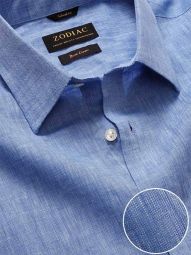 Positano Solid Blue Tailored Fit Casual Linen Shirt