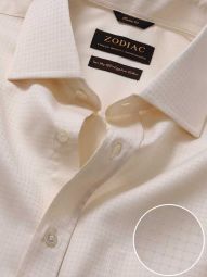 Ponte Checks Cream Classic Fit Formal Cotton Shirt