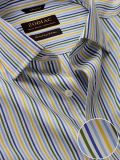 Buy Tailored Fit Yellow Cotton Stripes Formal Shirt | Zodiac