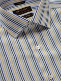 Buy Tailored Fit Yellow Cotton Stripes Formal Shirt | Zodiac