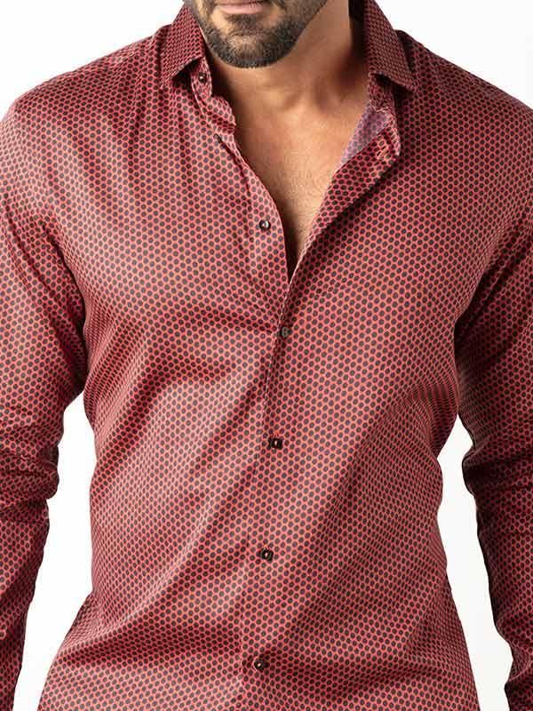 Buy Dominic Rust Blended Slim Fit Printed Shirt Zodiac
